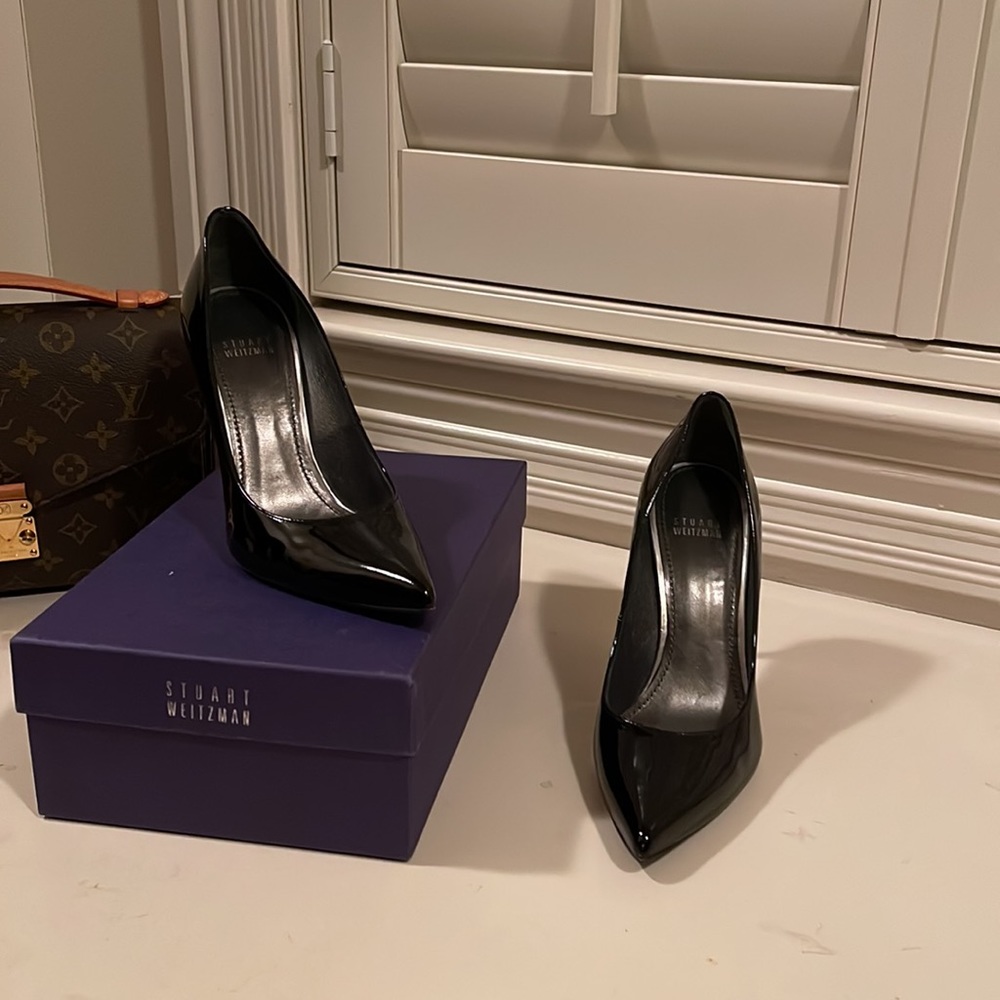 Stuart Weitzman Nouveau blk patent heels size 8.5 - Picture 4 of 6